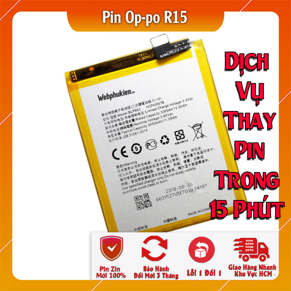 Pin Webphukien cho Oppo R15 Việt Nam BLP663 - 3450mAh 